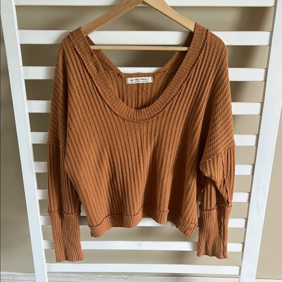 Free People Women's Magical Thermal Cotton Drop-Shoulder Waffle Top Small - Picture 2 of 10